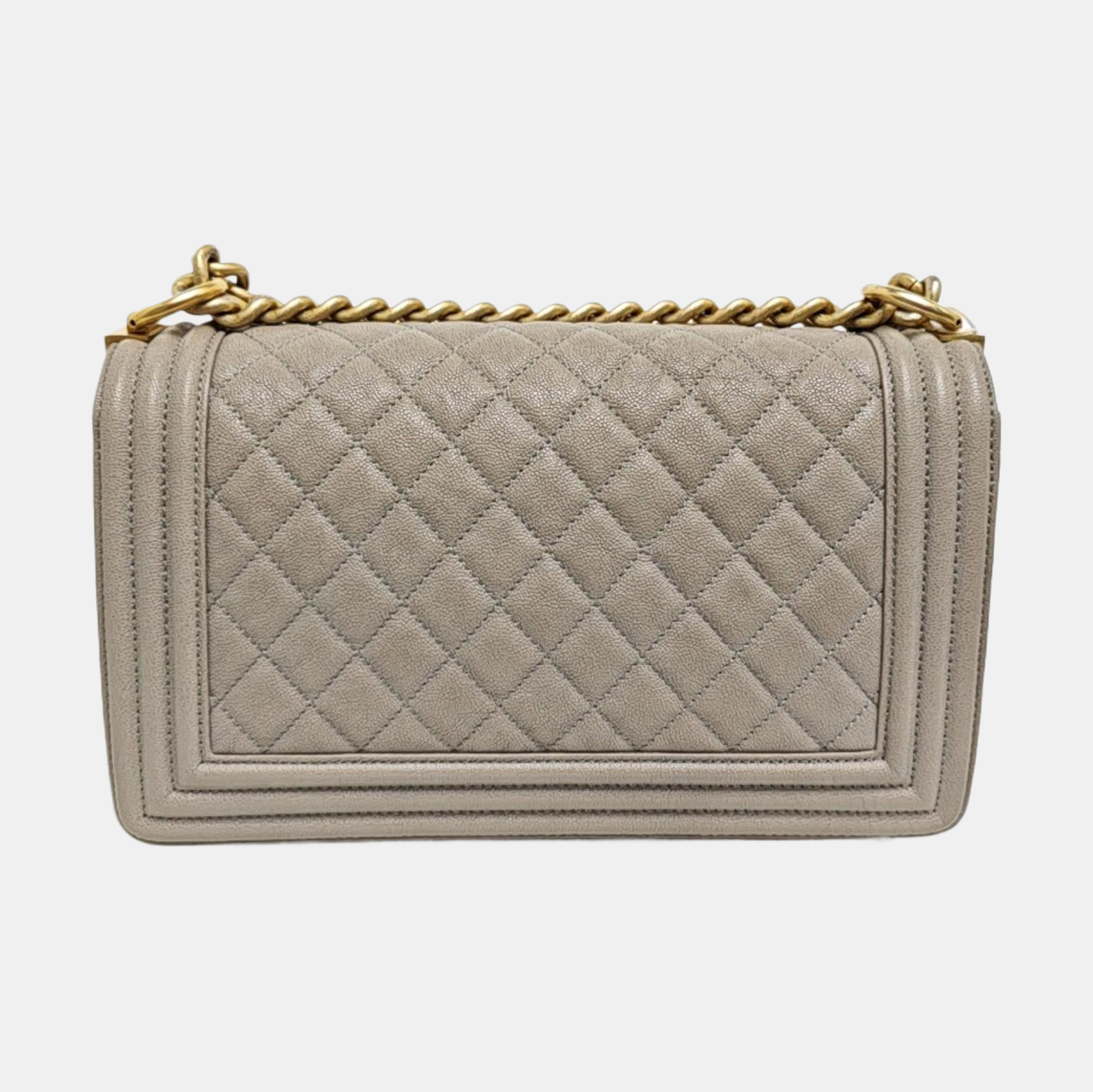 BOY CHANEL Medium Quilted Grained Calfskin Gray