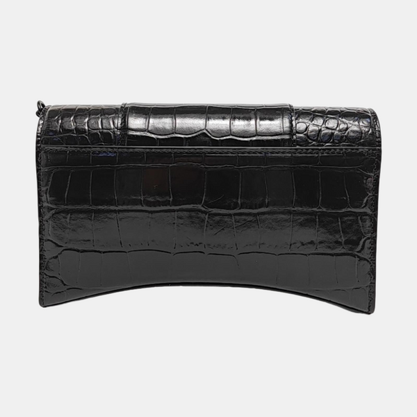 Hourglass Wallet On Chain Mini Calfskin Black
