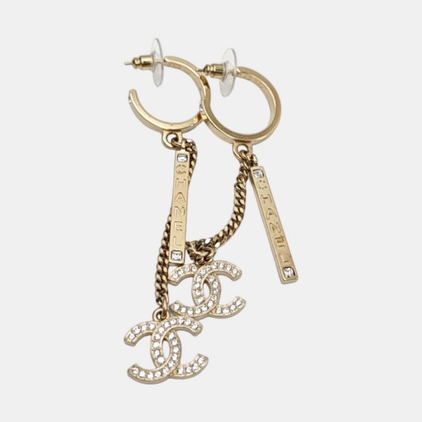 CC Logo Metal Gold Stud Earrings