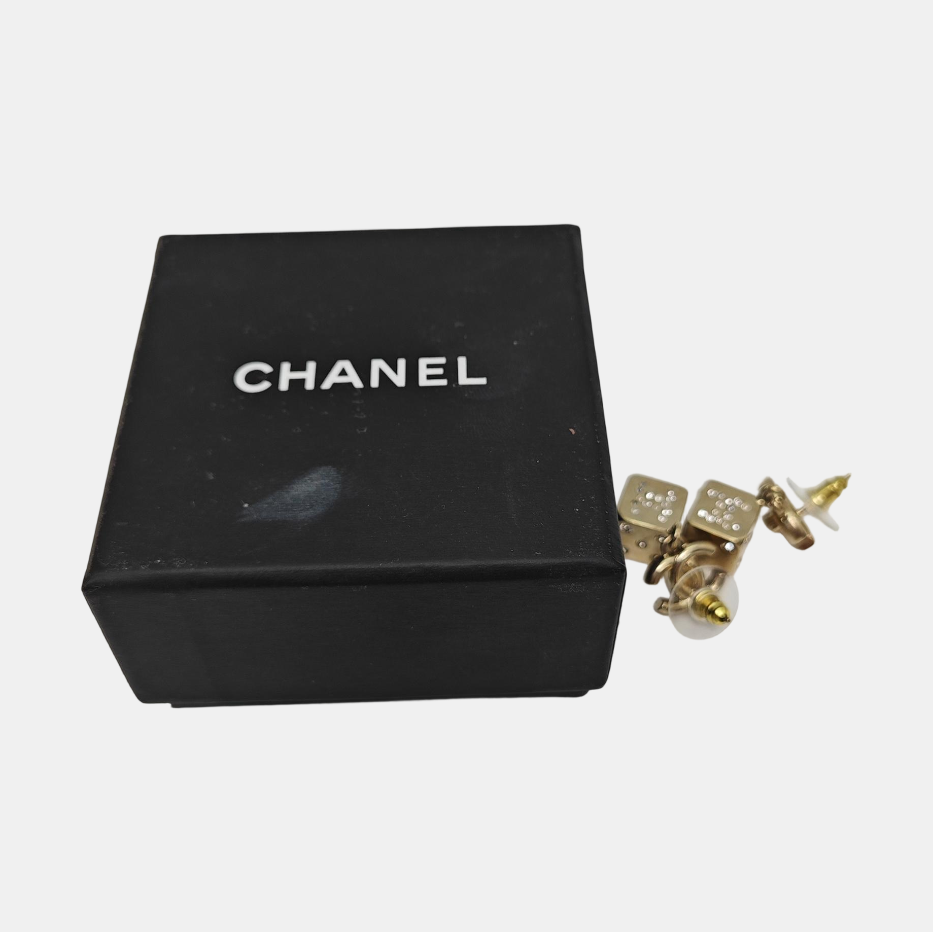 CC Logo Brass Gold Stud Earrings