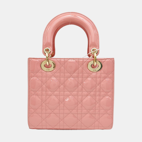 Lady Dior Small Cannage Patent Leather Red