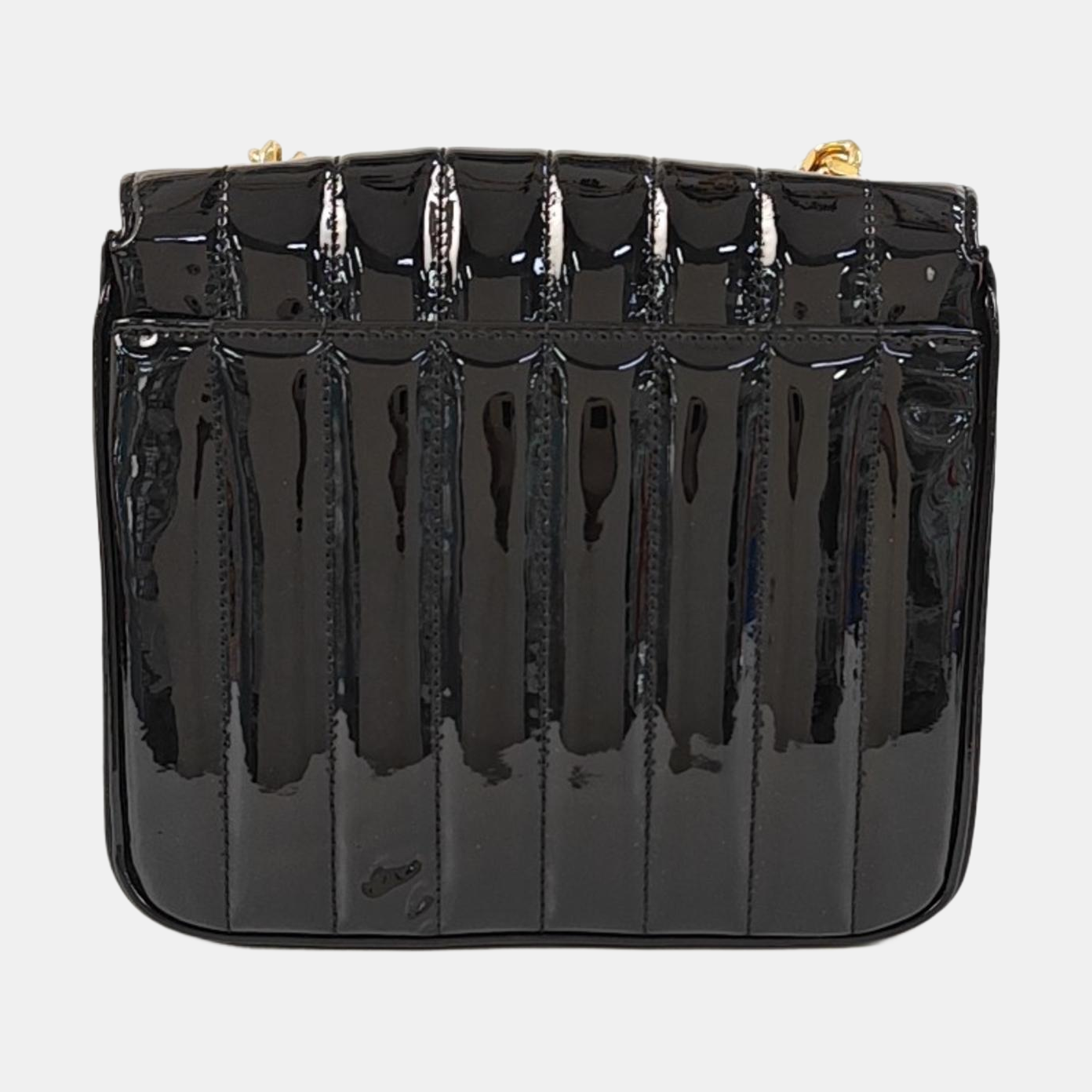 Quilted Patent Leather Shoulder Bag Black