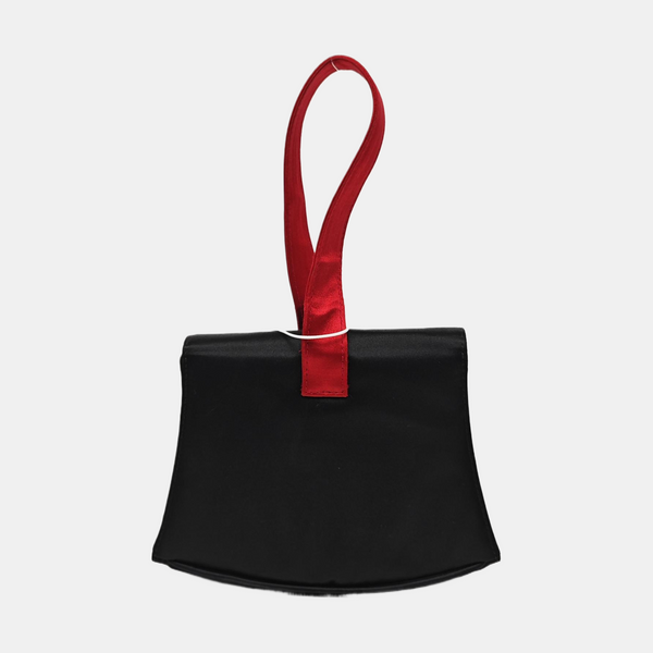 Silk Satin Top Handle Bag Black