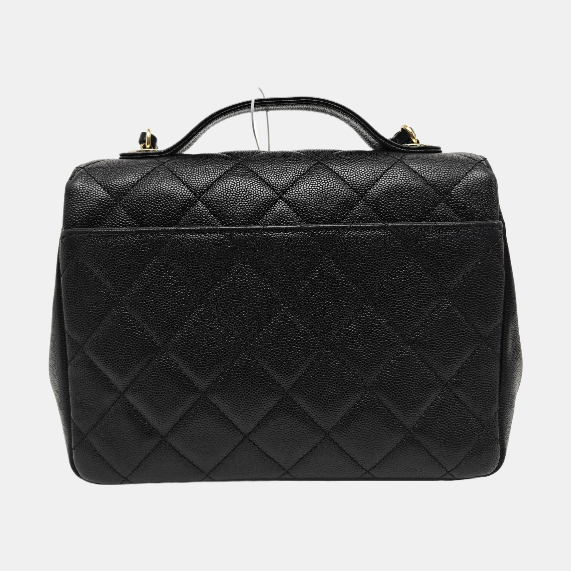 BUSINESS AFFINITY Small Quilted Grained Calfskin Black