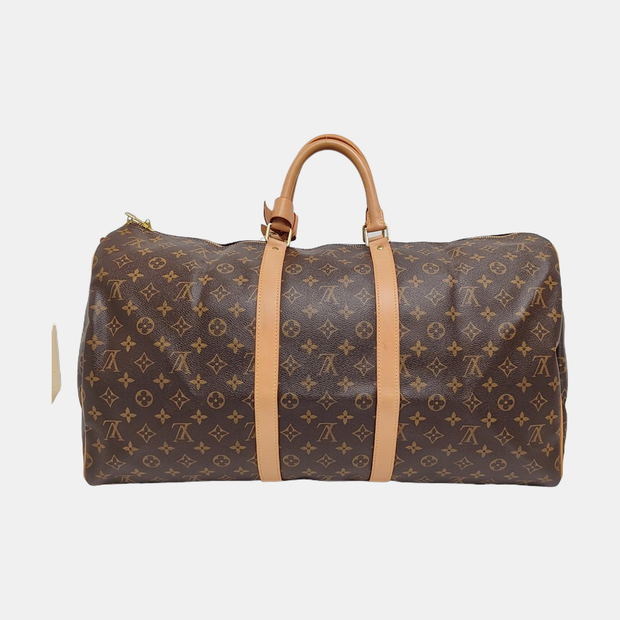 KEEPALL 55 Monogram Coated Canvas Brown