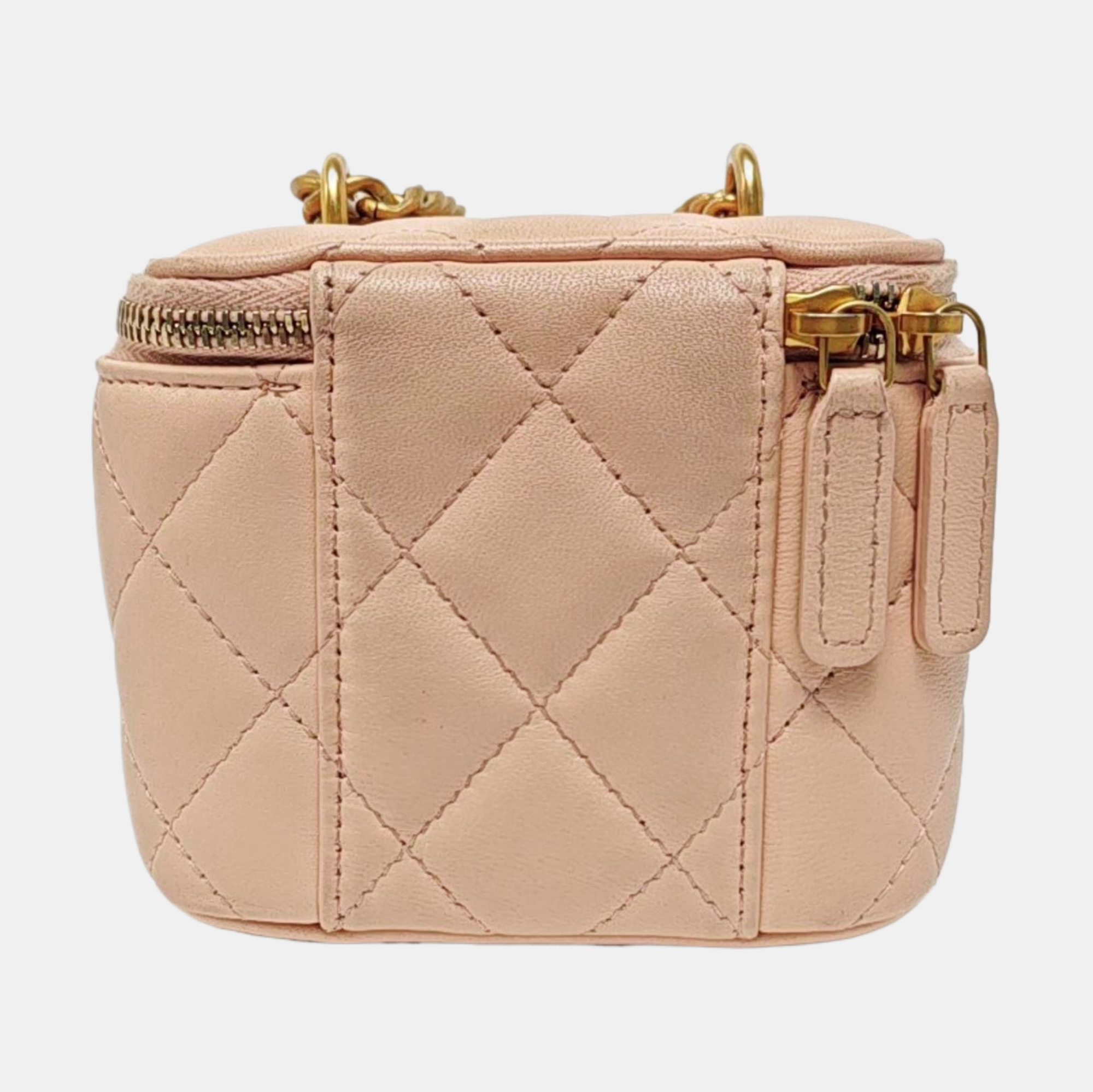 VANITY CASE Mini Quilted Lambskin Pink