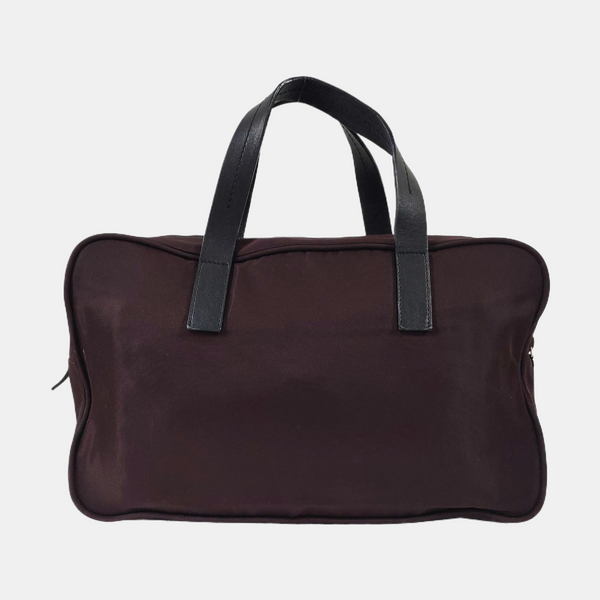Nylon Top Handle Bag Brown