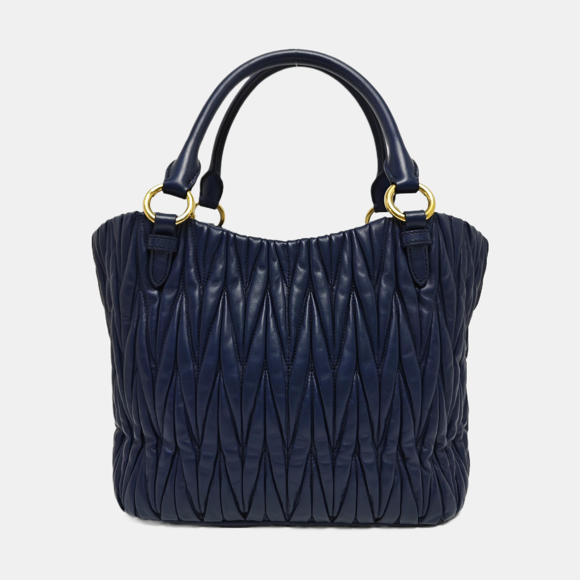 Quilted Lambskin Tote Bag Blue