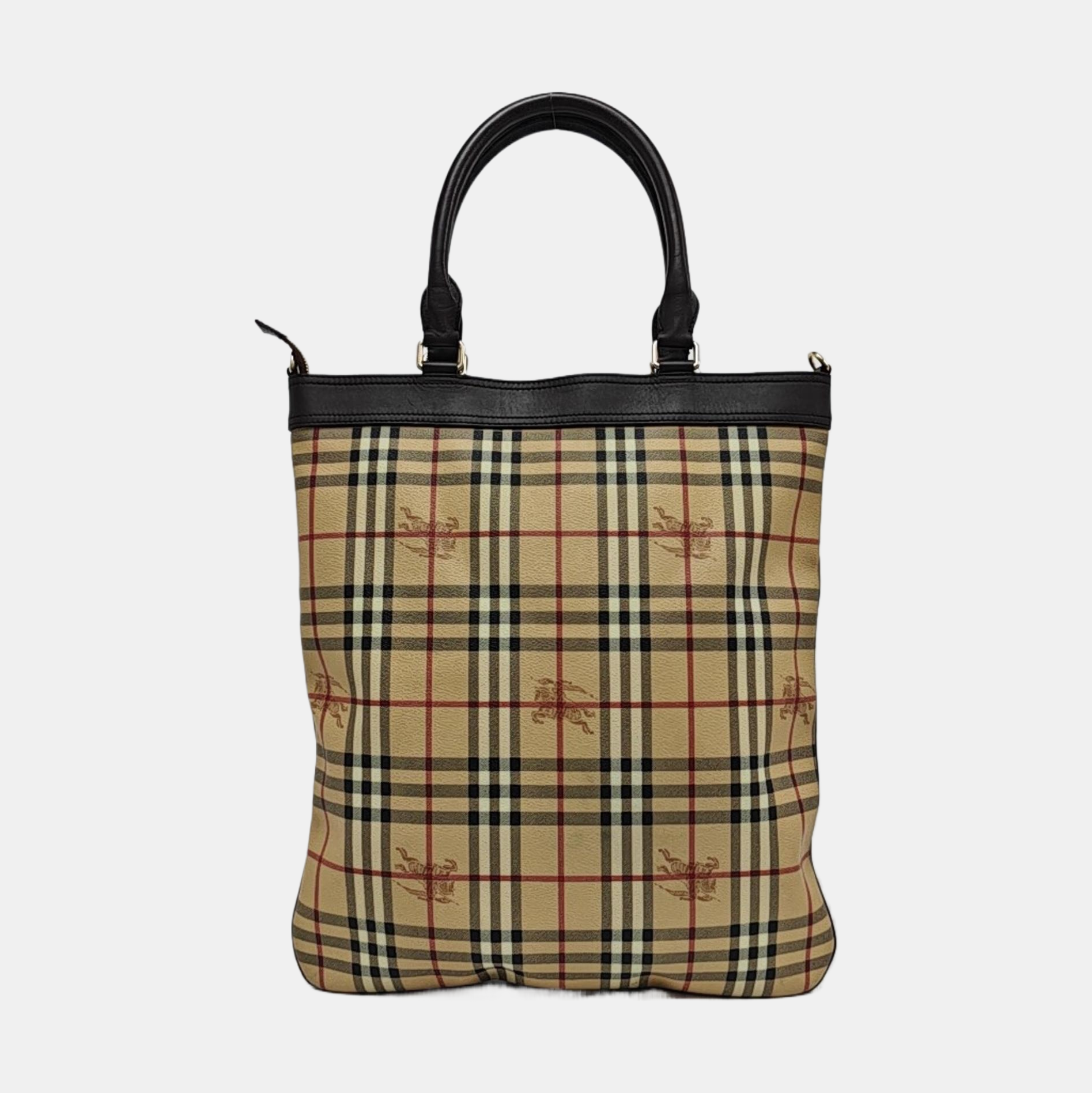 Coated Canvas Top Handle Bag Brown