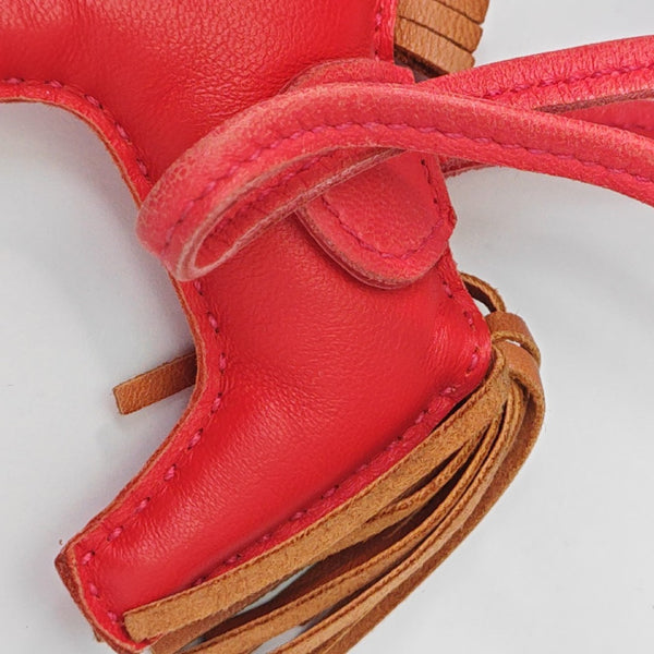 Leather Bag Charm Red