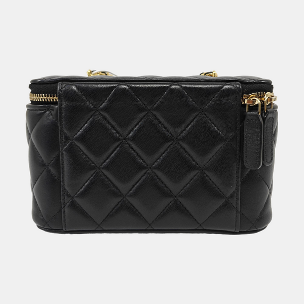 Quilted Lambskin Shoulder Bag Black