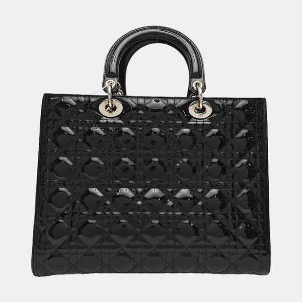 Lady Dior Large Cannage Patent Leather Black