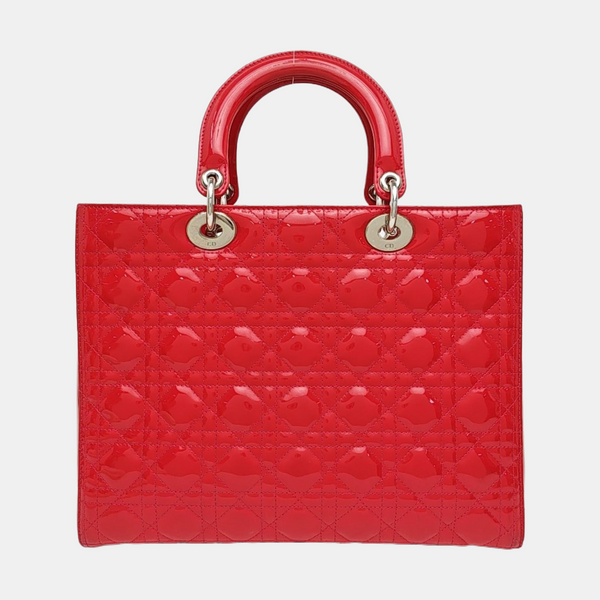 Lady Dior Large Cannage Patent Leather Red