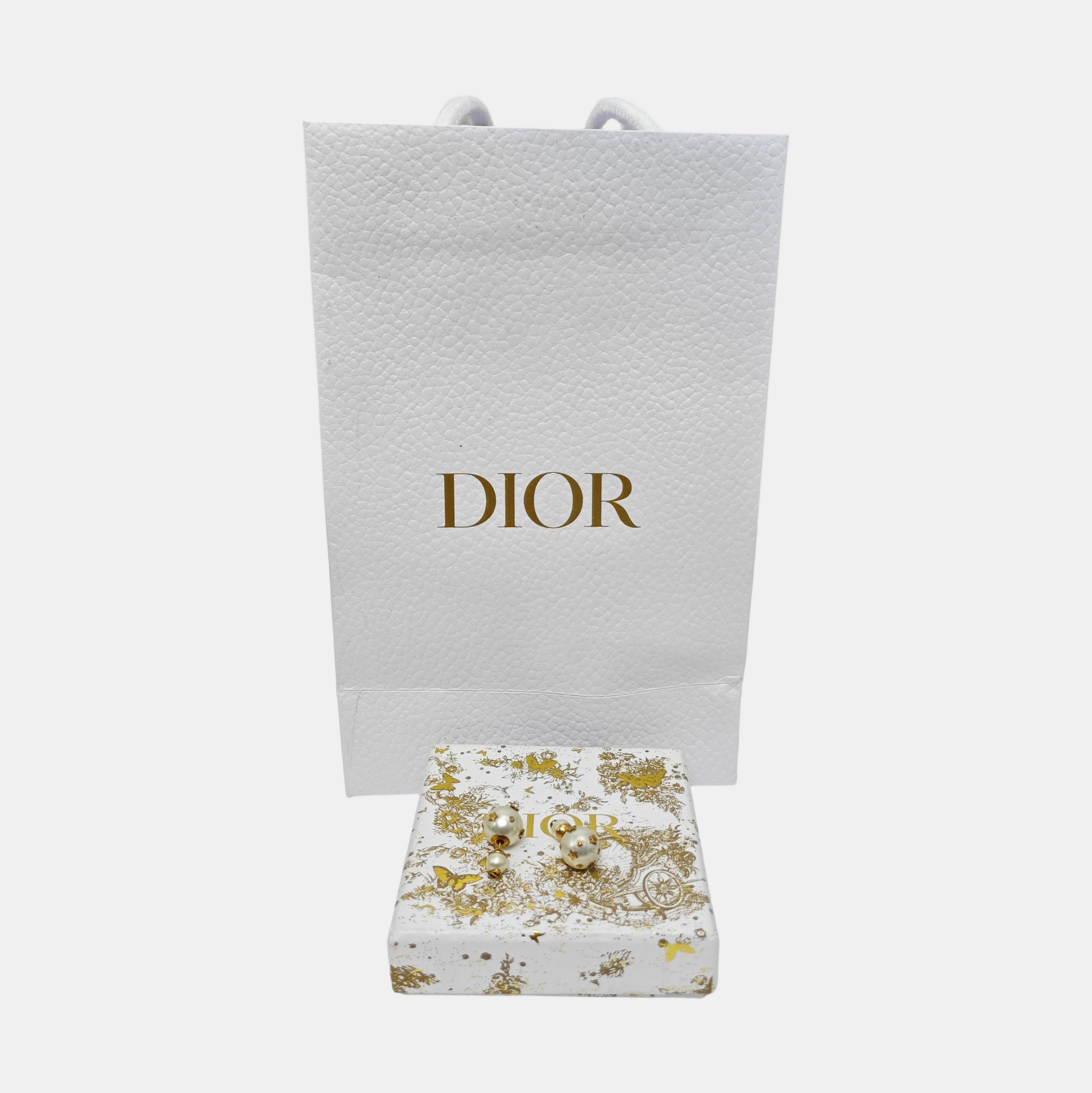 Dior Tribales Metal White Stud Earrings