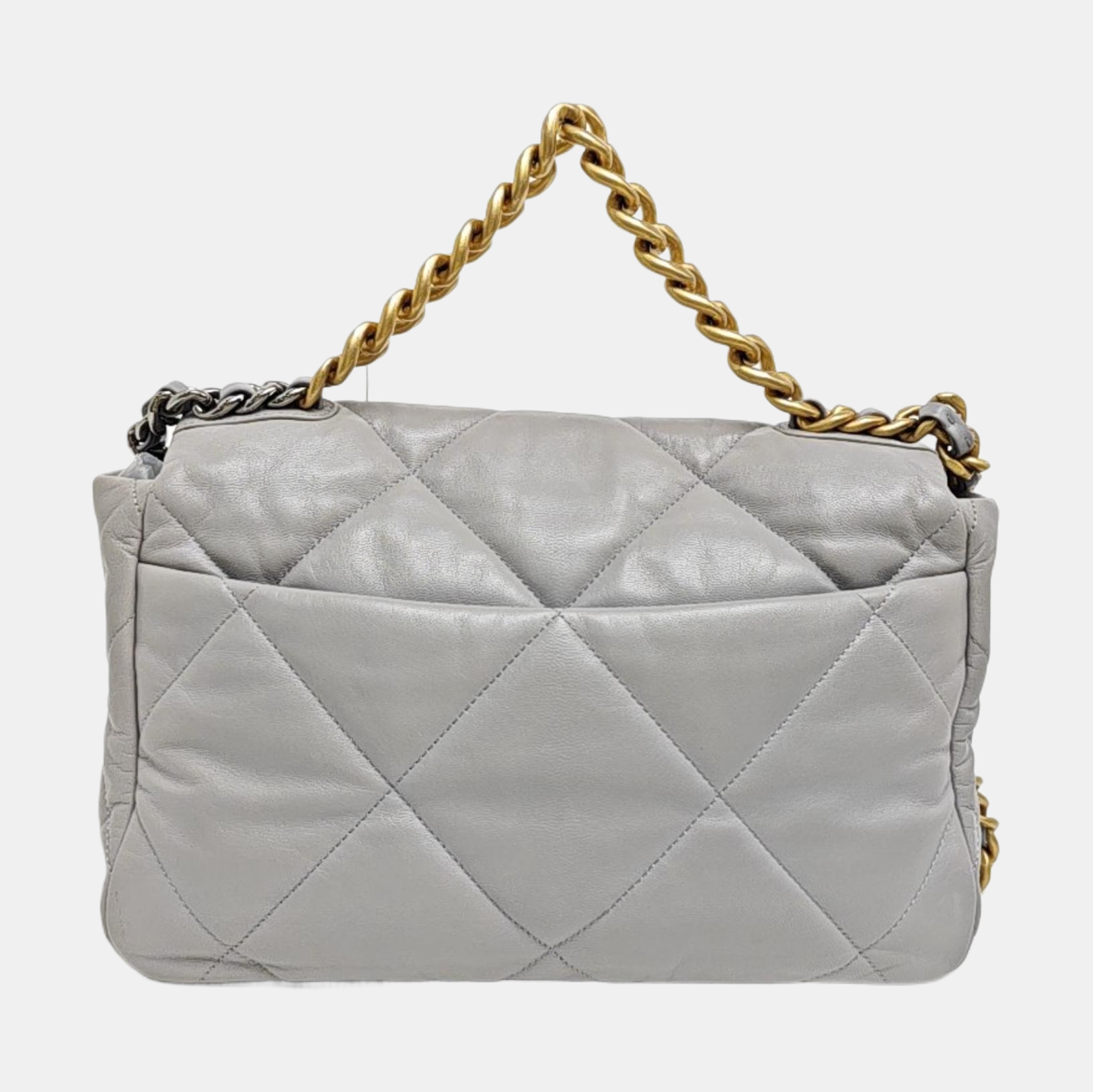 CHANEL 19 Large Quilted Lambskin Gray