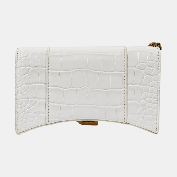 Hourglass Wallet On Chain Mini Calfskin White