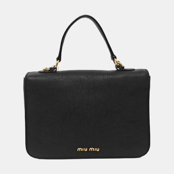 Calfskin Top Handle Bag Black
