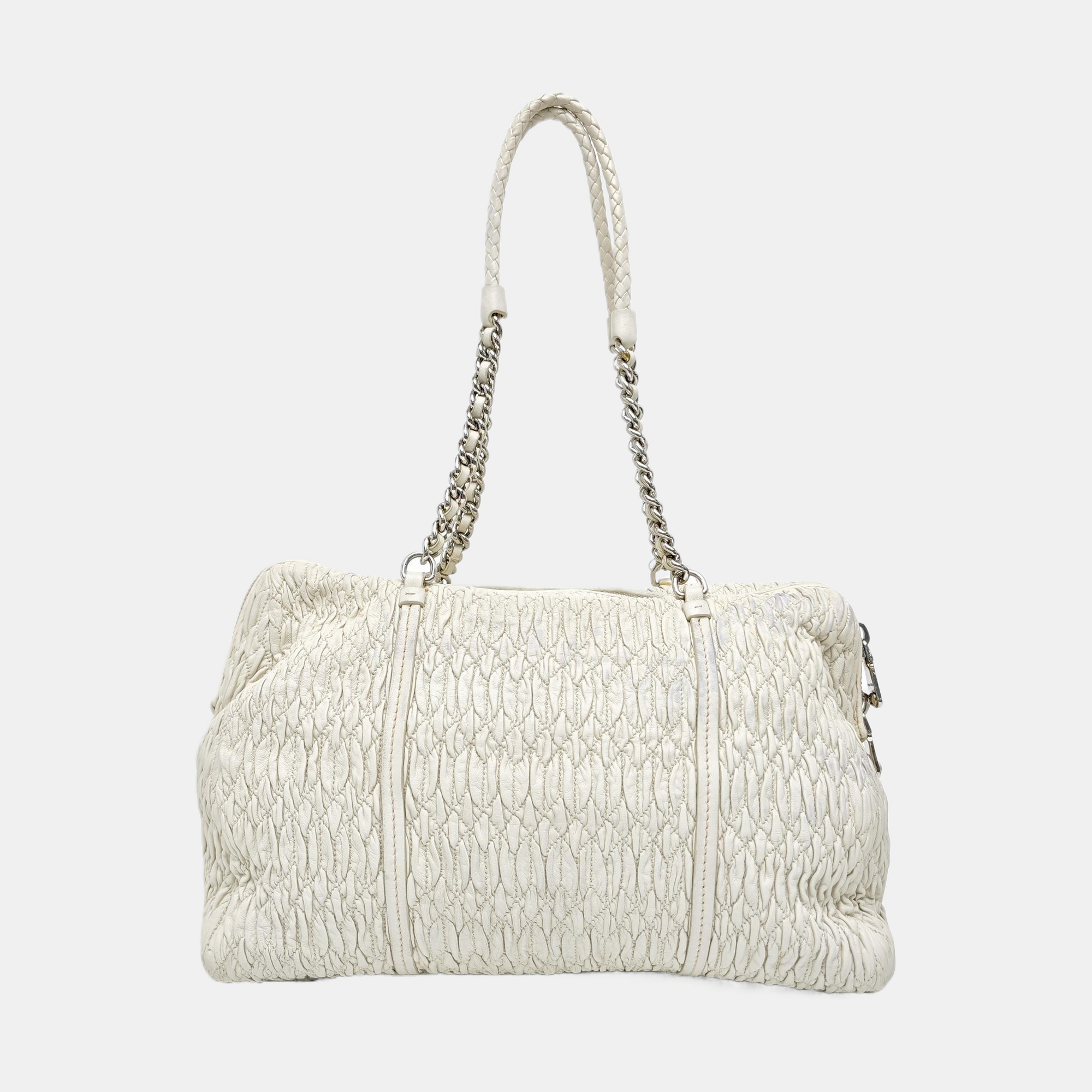 Avenue Quilted Lambskin White