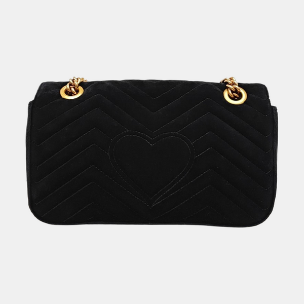 GG Marmont Medium Quilted Velvet Black