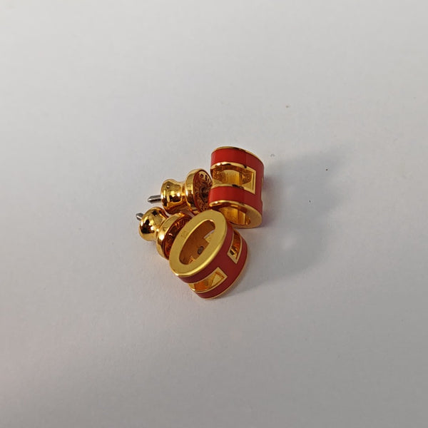 Pop H Metal Orange Stud Earrings