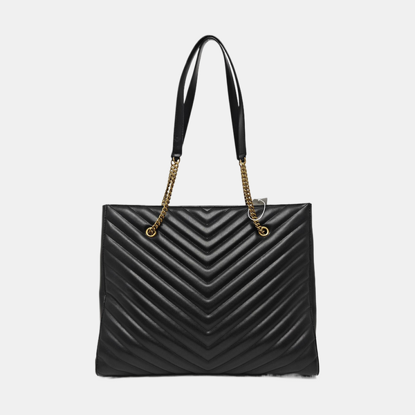 TRIBECA Chevron Calfskin Black