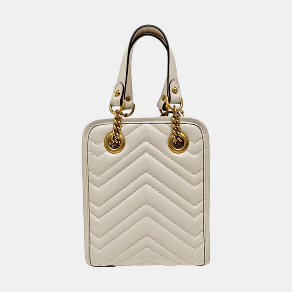 GG Marmont Mini Quilted Calfskin White