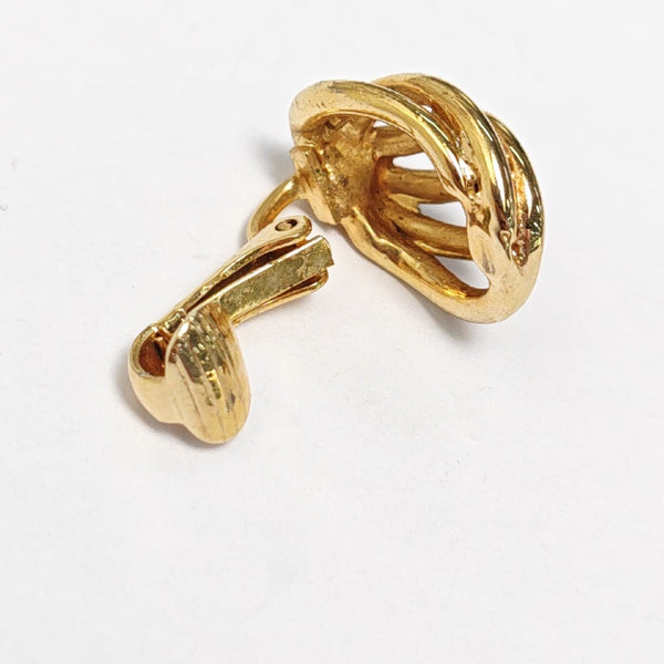 Twist Round Metal Gold Clip On Earrings