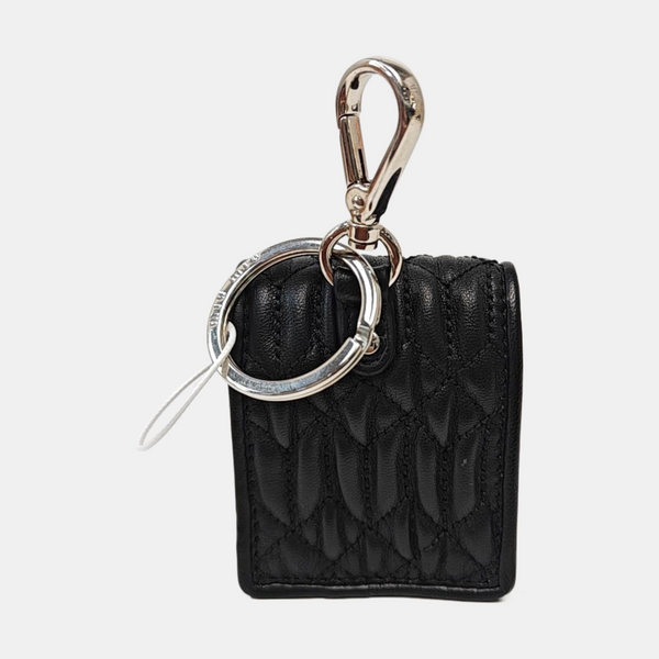 Quilted Lambskin Key Pouch Black