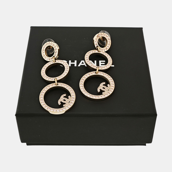 CC Logo Metal Pink Stud Earrings