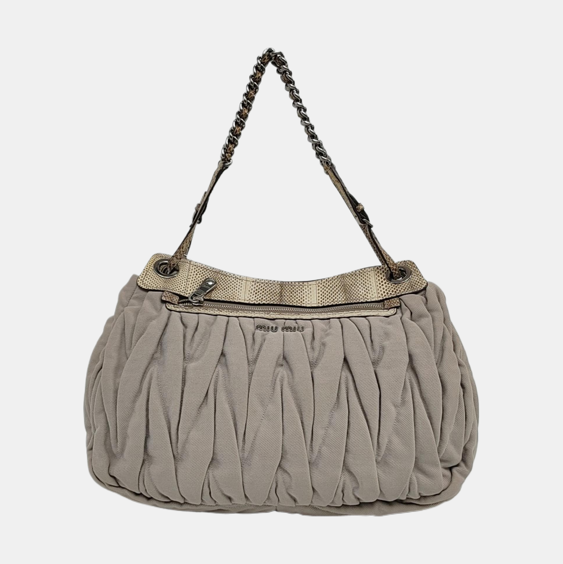 Quilted Fabric Shoulder Bag Gray