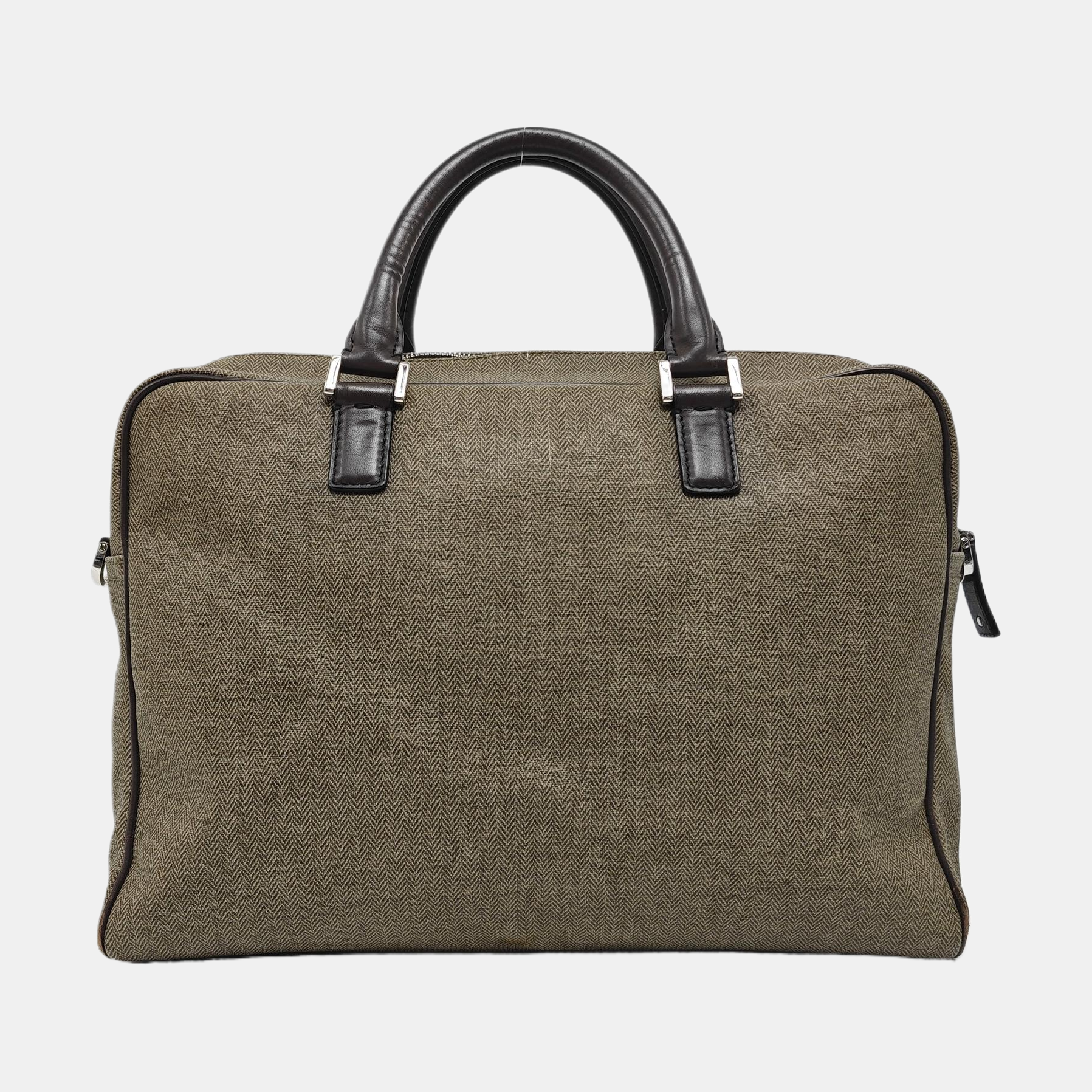 Coated Canvas Top Handle Bag Brown