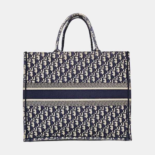 Book Tote Large Oblique Canvas Beige