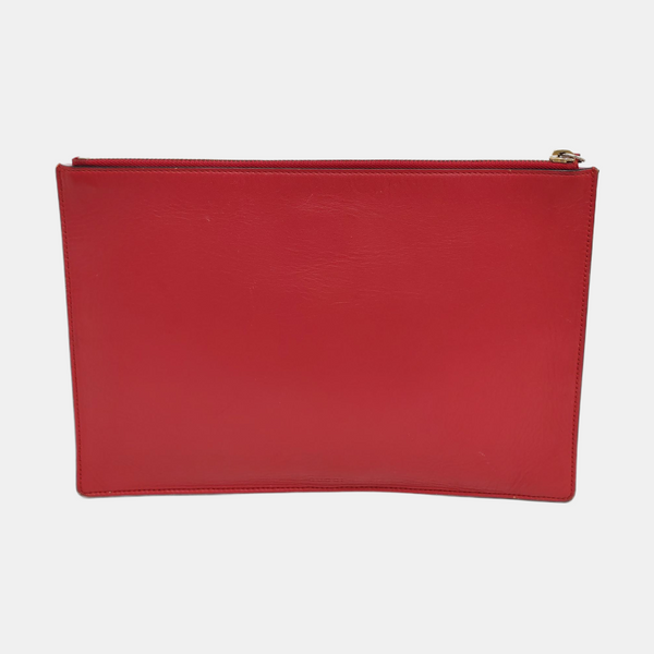 Coated Canvas Clutch Brown