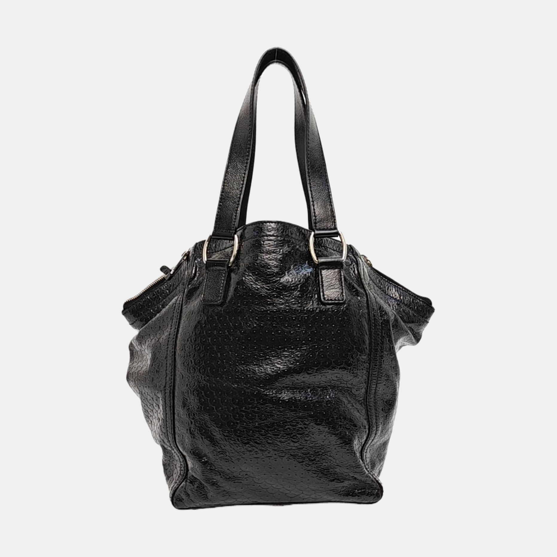 Patent Leather Top Handle Bag Black