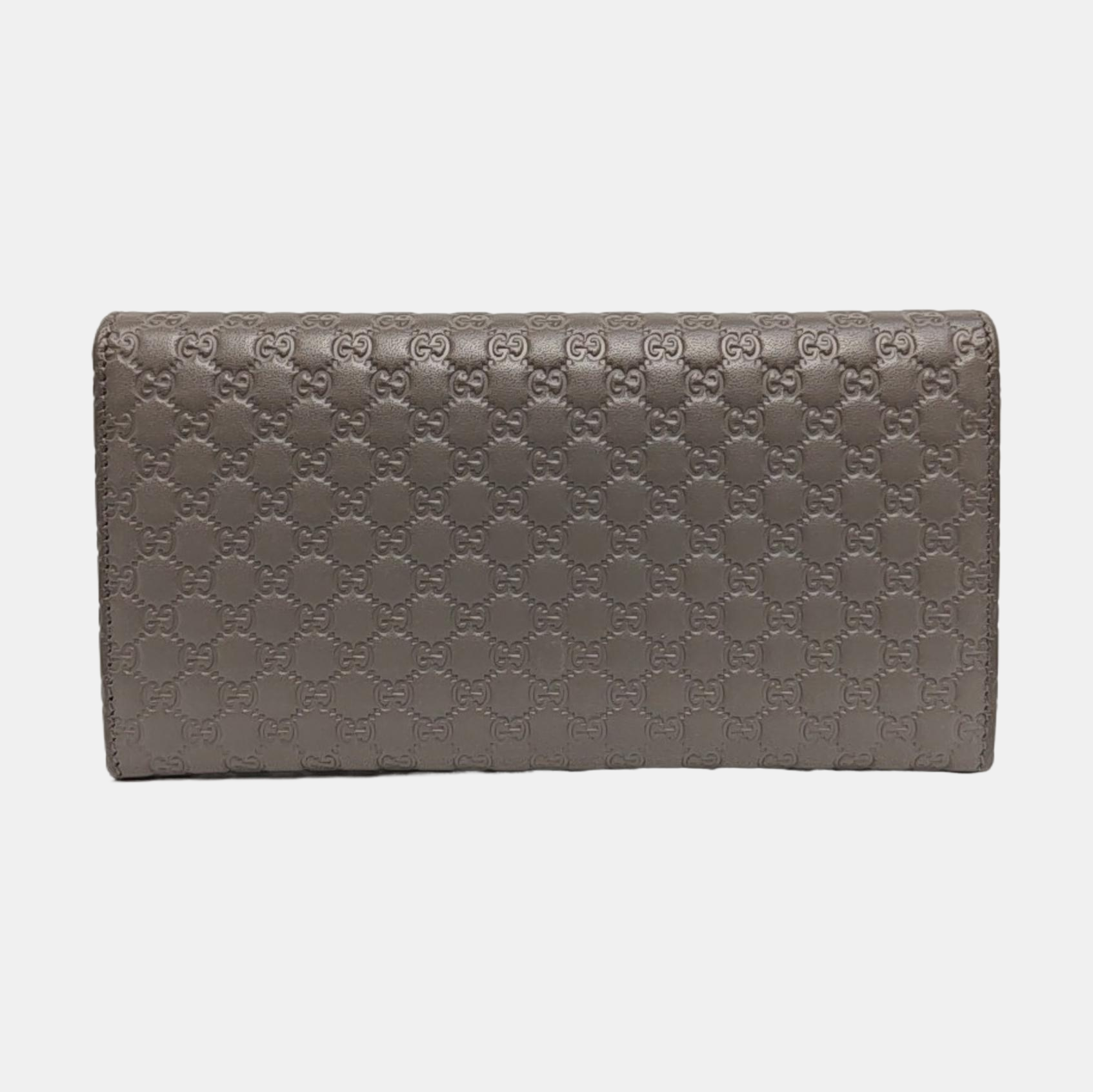Microguccissima Monogram Calfskin Gray Wallet