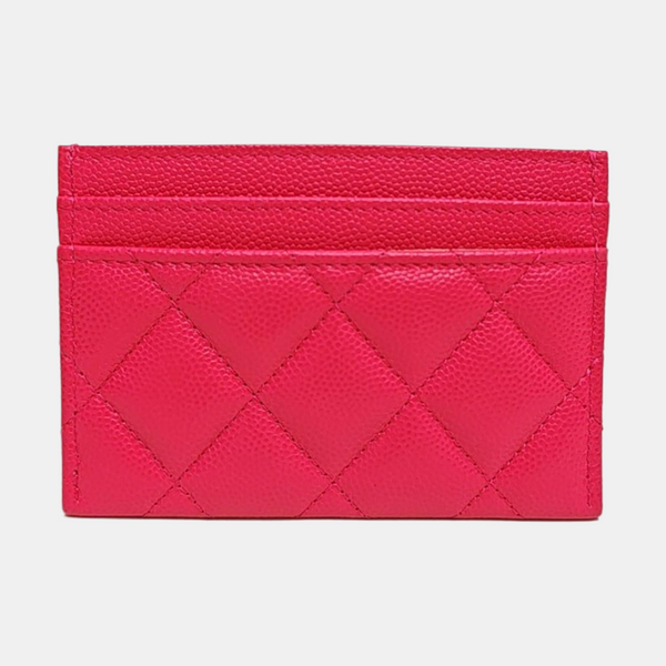 CHANEL 19 Small Quilted Grained Calfskin Red Card Holder