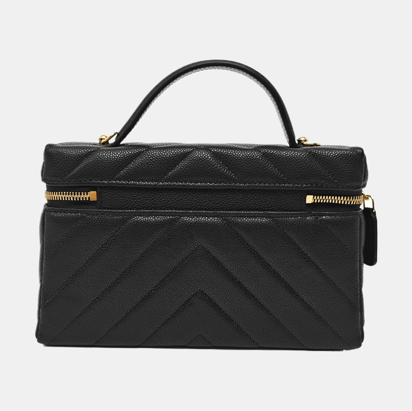 Quilted Grained Calfskin Shoulder Bag Black