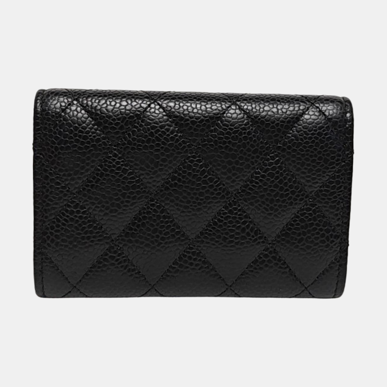 CLASSIC FLAP Quilted Grained Calfskin Black Card Holder