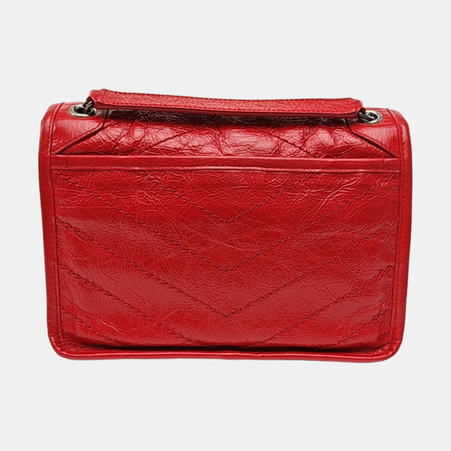 NIKI Small Chevron Calfskin Red