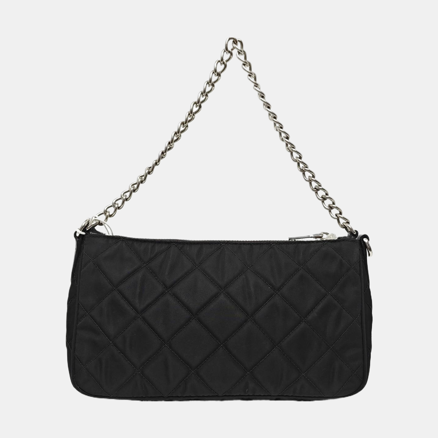 Quilted Nylon Shoulder Bag Black