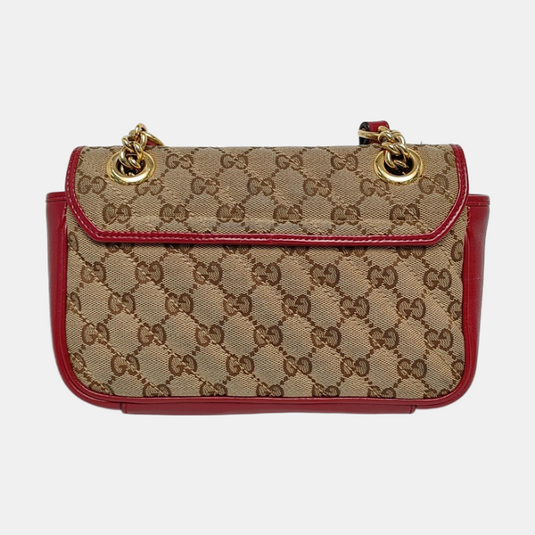 GG Marmont Small Quilted Canvas Brown
