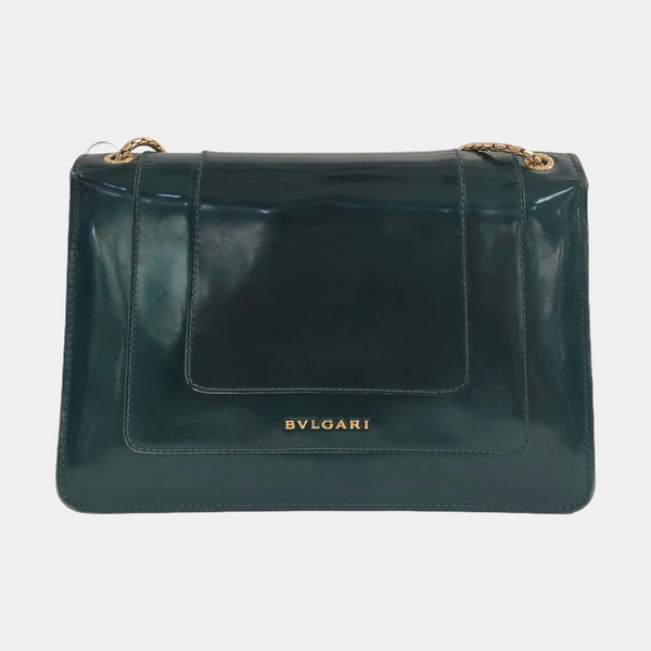 SERPENTI FOREVER Medium Quilted Patent Leather Green