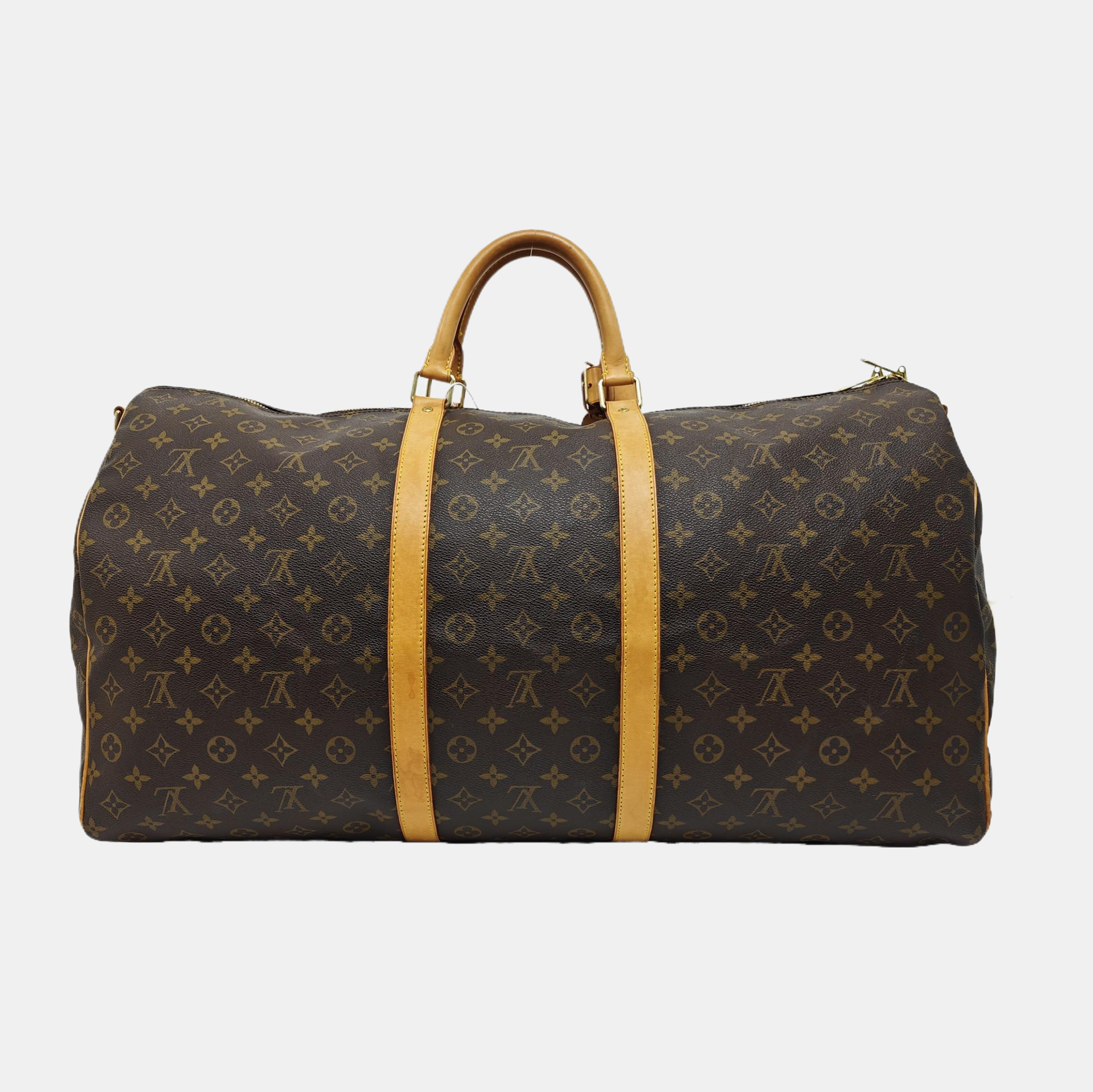 KEEPALL 60 Monogram Coated Canvas Brown