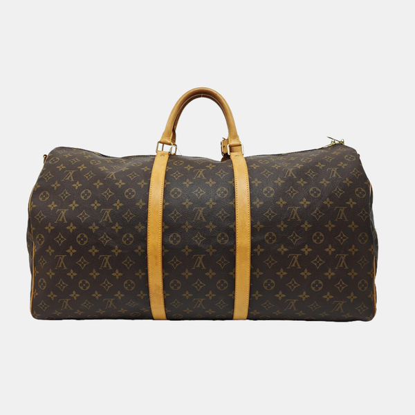 KEEPALL 60 Monogram Coated Canvas Brown