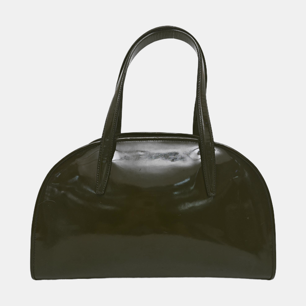 Patent Leather Top Handle Bag Green