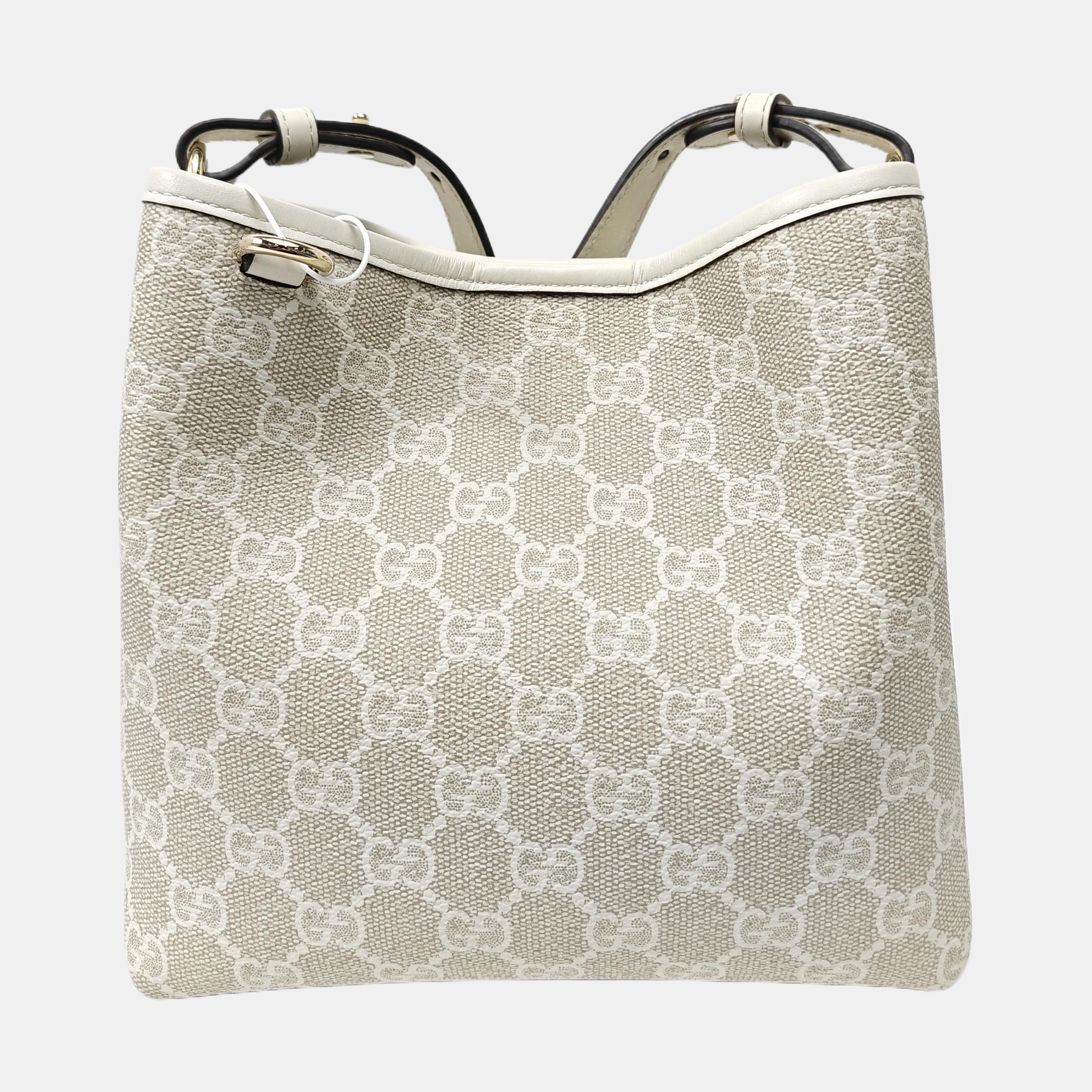 GG Emblem Small Monogram Coated Canvas Beige