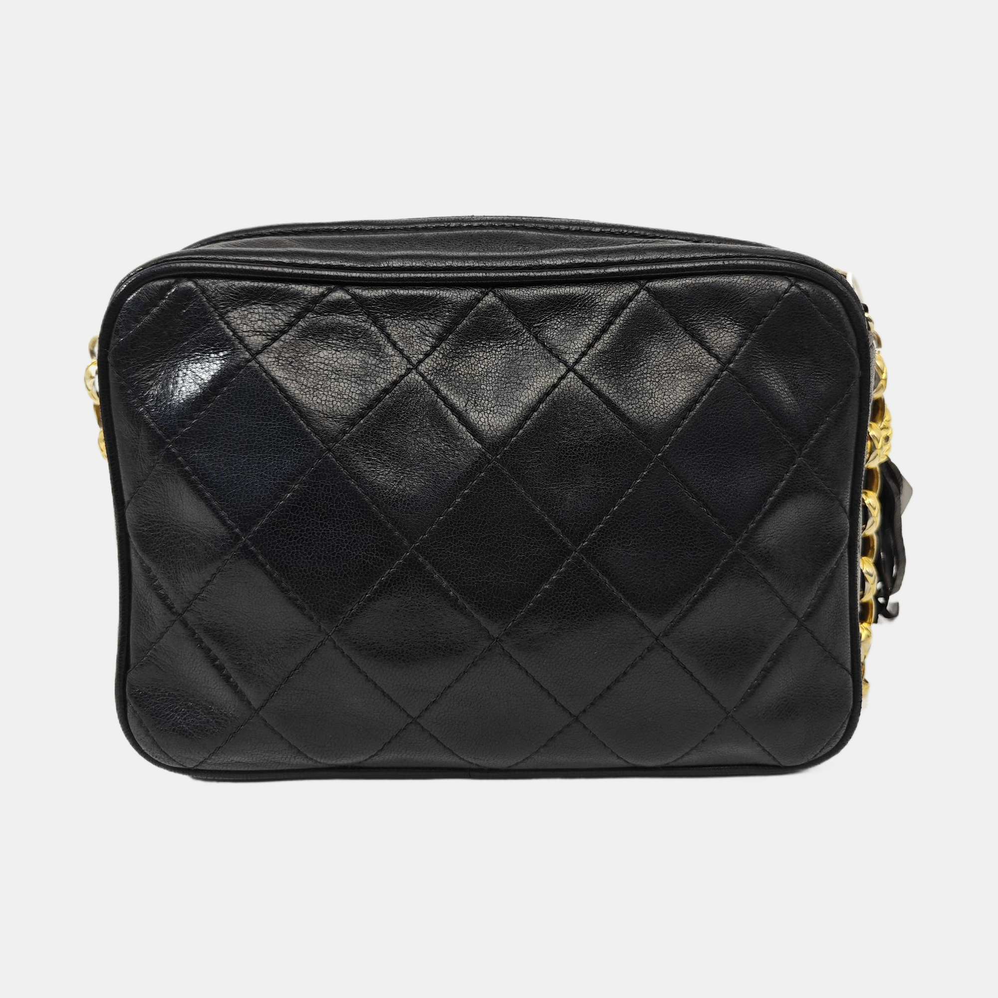 Quilted Lambskin Shoulder Bag Black