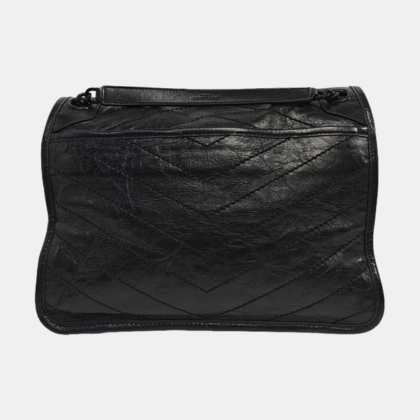 NIKI Medium Chevron Calfskin Black