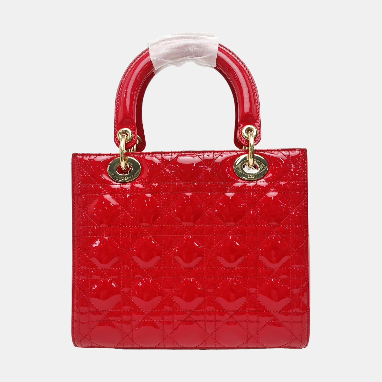 Lady Dior Medium Cannage Patent Leather Red