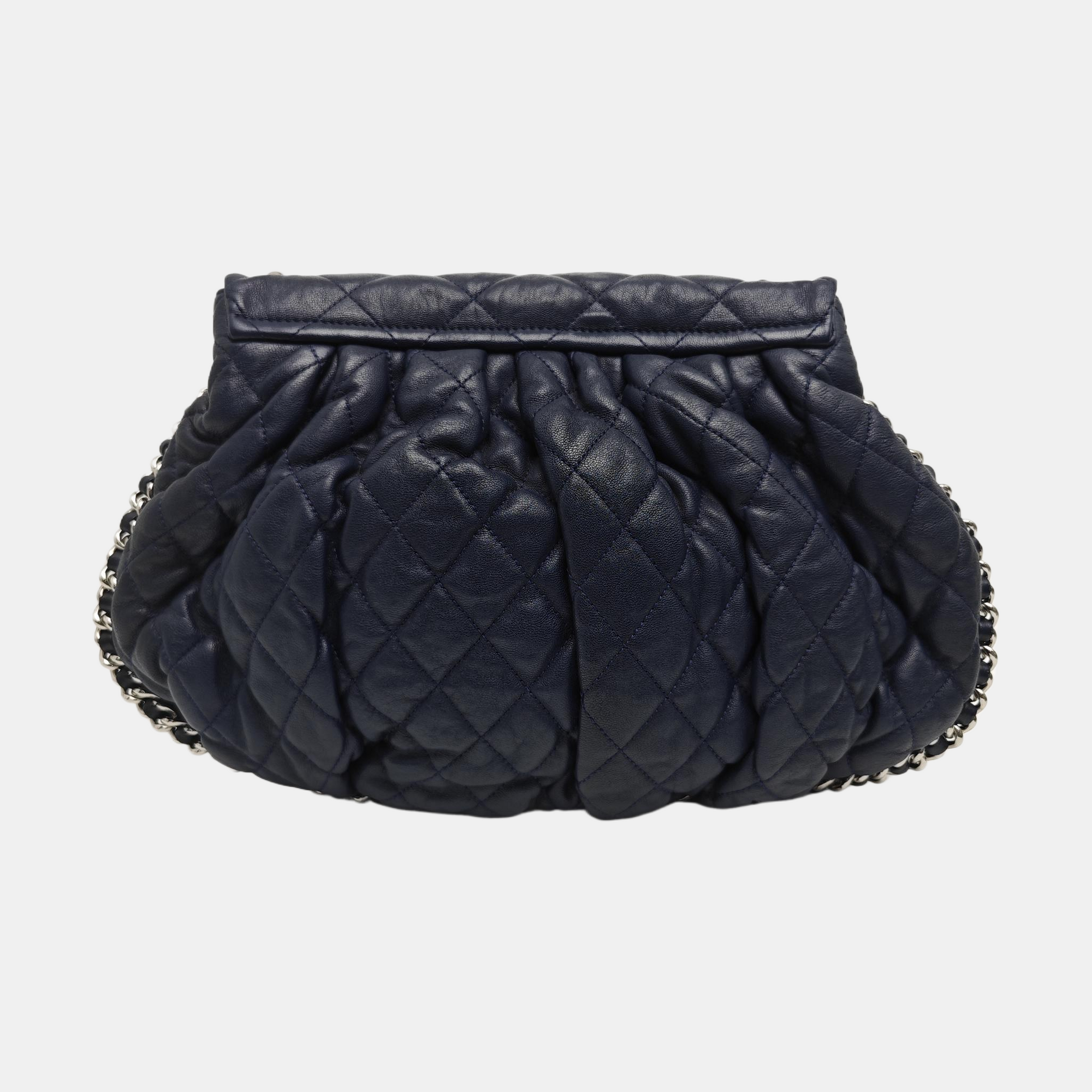 Around Chain Quilted Lambskin Blue